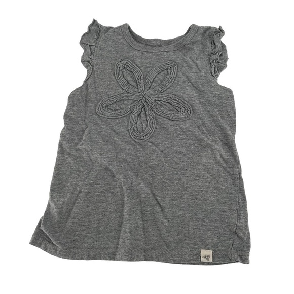 Burt’s Bees Gray Flower Ruffled Sleeveless Organic Cotton Top Size 3 T Girl’s - Picture 1 of 4